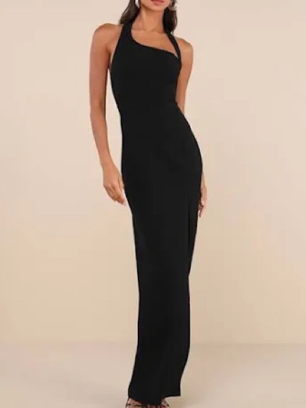 Lulu's Black One-Shoulder Column Gown
